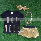 New Girls Spring Design Short Sleeves Outfits Girls Boutique Clothing Hot Mess With Skirts Girls Summer Sets With Accessoreis thumbnail-1
