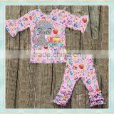 the Latest Embroidery Clothing Private Custom2017 Wholesale Girl Boutique Outfit New Arrival Back to School Sets Photo Design thumbnail-2