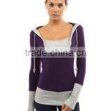 Girls Good Price Deep Neck Skinny Contrast Color Hoodies thumbnail-2