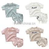 Wholesales Summer Cotton Short Sleeve Kids t Shirt With Pants Set thumbnail-1