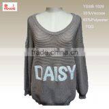 Jacquard Sweater 65%Polyester 35%Viscose V Neck Fashion Sweater thumbnail-1