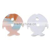 China 19mmx18mm Stripe Fish Two Holes Acrylic Button for Making Jewelry thumbnail-1