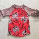 2017unique Fashion Clothes Raglan Sleeve Shirt of Toddler Girls Party Clothes Lovely Mouse Printed Boutique Girl Clothing thumbnail-1