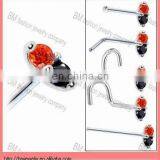 unique orange CZ Marquise Nose Ring body piercing jewelry rings