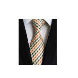 Striped Green Mens Silk Necktie Double-brushed Adult