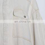 TWOTWINSTYLE Coat For Women Stand Collar Lantern Sleeve Ruched Large Size Loose Casual thumbnail-6