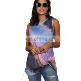 2020 New European and American Women's Gradient Color Explosion Printed Sleeveless Vest T-shirt Tops Women thumbnail-4