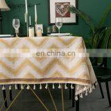Home Decor Cotton Linen Embroidery Lace Tassel Rectangular Tablecloth Waterproof Oilproof Kitchen Dining Table Colth Cover thumbnail-3