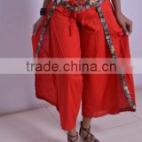 RED Wide Leg Thai Harem Alibaba Gypsy Hippy Boho Cotton Fisher Man Wrap Yoga Butter Fly Pant Trouser