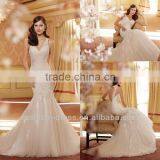 New Arrival Charming Draped Tulle Low V-back Mermaid Wedding Dress thumbnail-1