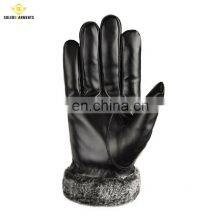 Fashion Men Leather Gloves Wrist Solid Leather Gloves Men's Sheepskin Driving Winter Warm Gloves thumbnail-5