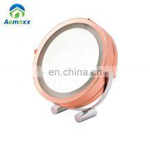 New Design Round Shape Makeup Vanity Mirrored High Quality Home Bedroom Rose Gold Sliver Beauty Table LED Touch Makeup Mirror thumbnail-4