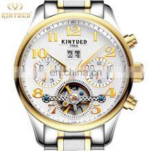 KINYUED J013 New Sporty Men Gold Watch Mechanical Men's Hand Watch Stainless Steel Auto Day Watch thumbnail-2