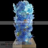 Blue Murano Glass Flower Sculpture