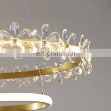 Simple Luxury Chandelier Gold Modern Ceiling Hanging Light Crystal Circle Pendant Light for Hotel Living Room thumbnail-3