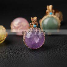 2022 Fashion Jewelry Jewelleries Custom Chain Pendant Round Crystal Natural Stone Jewellery Citrine Pendants thumbnail-5