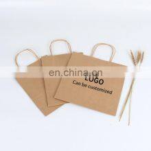 Wholesale Eco Friendly Bread Coffee Gift Packing Bags Stand Up Pouch Shopping Custom Logo Brown Kraft Paper Bag With Handles thumbnail-4