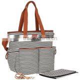 Stylish Stripe Cotton Canvas Nappy Baby Diaper Bag thumbnail-2
