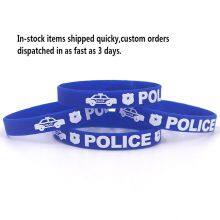 Hot Selling Manufacture in Stock Security Kids Blue Silicone Wristband Sport Activity Soft Print Bracelet thumbnail-3