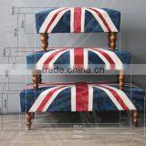 S-150-1 European Style Bench Stool Union Jack Fabric Covered Ottomans thumbnail-5