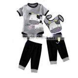 Hot sale cow baby three piece outfits kids bib romper pant infant outfits 3 pcs baby bib set