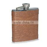 New Arrival Stainless Steel Cheap Leather Wrapped Hip Flask Men Gift