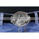 A Scene Of Firemen Rescuing People From A Fire With The Words "Fire Fighter" At The Top Pewter And Enamel Belt Buckle thumbnail-1