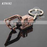 3D Mini Excavator Shaped Promotional Rose Copper Alloy Metal Excavator Keyring thumbnail-5