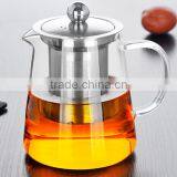 good quality glass tea pot with stainless steel strainer for coffee or tea