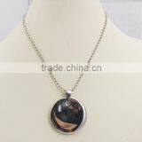 Shiny Stainless Steel Round Tag Pendant Necklace thumbnail-1
