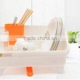 PP Plastic Dish Rack, Plastic Folding Dish Rack Drainer With Drip Tray Cutlery Holder Kitchen Sink Rack Plate Quality Choice thumbnail-3