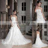 Latest Soft Lace Strapless A-line Full Beaded Hand-made Flower Wedding Dress Xyy03-086 thumbnail-1