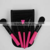 Pink 5 Piece Plastic Handle Make up Travel Brush Set