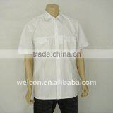 Men's Fashion Casual 100% Cotton White Short Sleeve Style Stripe Shirt thumbnail-1