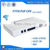 1BiDi-SFF+4GE+2FXS+WiFi+CATV Triple Play P2P CPE With VoIP / POTS / RF