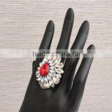Hot Selling Cheap Custom Rhodium Crystal Ring Wholesale, Red Diamond Rings for Women thumbnail-2