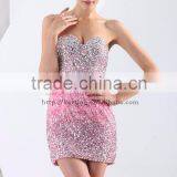 Heavy Handmade Off Shoulder Detachable Deep V-neck Beaded Real Short Front Long Train Prom Dresses thumbnail-6