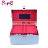 Fashion Aluminum Frame Silver Nail Polish Carrying ABS Jewelry Case With Mirror thumbnail-2