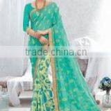 Circean Sea Green Viscose Georgette Saree/best Designer Sarees Online Shopping
