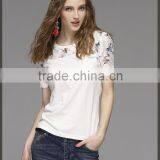 Round Collar Printing Bud Silk Gauze Shirt With Short Sleeves thumbnail-6