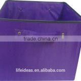 Pure Color Printing Non-woven Fabric Storage Box With Handles Purple thumbnail-3