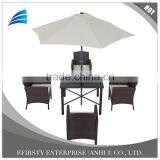 6-Piece Outdoor Patio Rattan Wicker Table Chair and Umbrella Set thumbnail-2