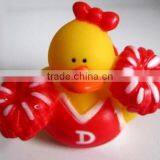 Hot Selling PVC Cheering Leader Design Bath Swimming Duck Toy for Babies