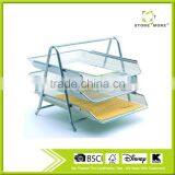 Silver 3 Tiers Metal Mesh Office Stacking Desk Tray thumbnail-1