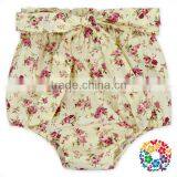 High Ruffle Waist Knot Bow Shorts for Kids Girls Floral Cotton Summer Toddler Baby Girls Shorts thumbnail-1