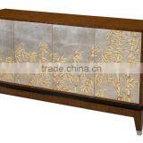 Royal Exquisite Victorian Style Brown Solid Wood TV Cabinet With Chinoiserie Silver and Bamboo Painting Decoration BF12-05314b thumbnail-1