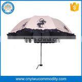 High End Large Lattice Design Auto Open Curved Handle Straight Umbrella Rain Umbrella