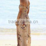 Floral Print off Shoulder Holiday Maxi Dress Latest Design Woman Maxi Dress thumbnail-6
