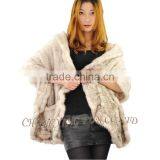 CX-B-M-15 Ladies Latest Kintted Real Mink Fur Woman Fashion Black Fur Shawl thumbnail-5
