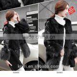2016 Luxury Genuine Natural Fox Fur Coat Jacket Rabbit Fur Patchwork Winter Women Fur Leather Outerwear Coats Plus Size thumbnail-4